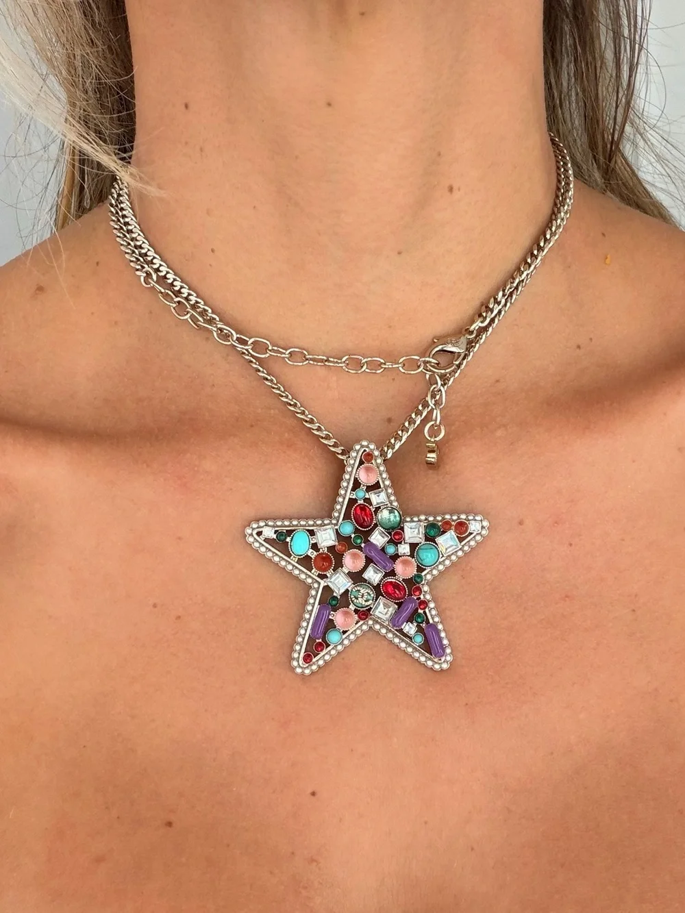 ⭐️Chanel Multicolor Star Pendant Necklace 🦄